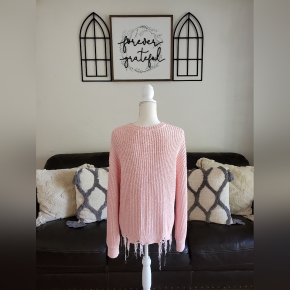 Lovers + Friends Lansel Distressed Hem Sweater In Pink NWT Size S Boho Chic - Picture 8 of 10